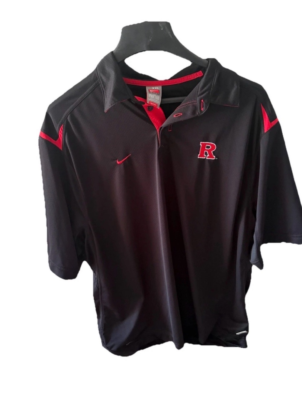 Nike Golf Polo Rutgers University Scarlet Knights  Golf Shirt Black Red XXL